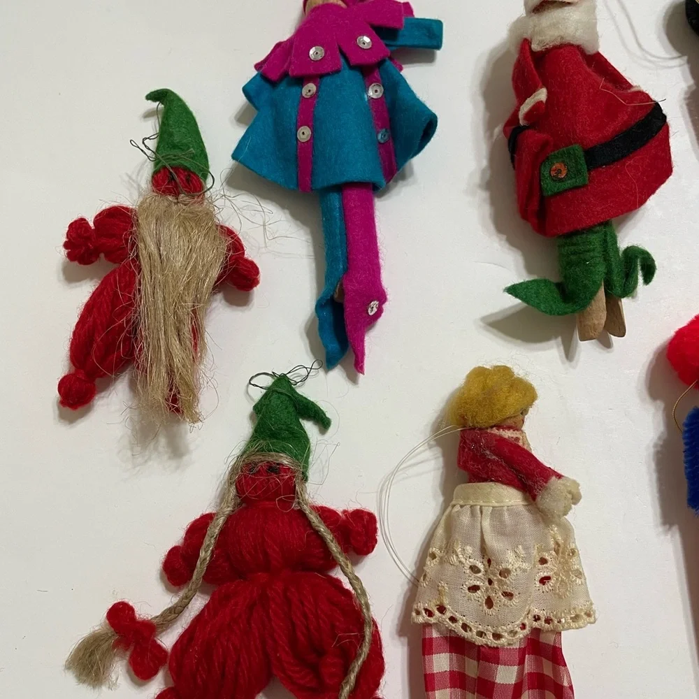 CHRISTMAS Vintage Bundle Felt Yarn Handmade Christmas Tree Holiday Ornaments